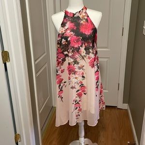 Pink floral swing dress